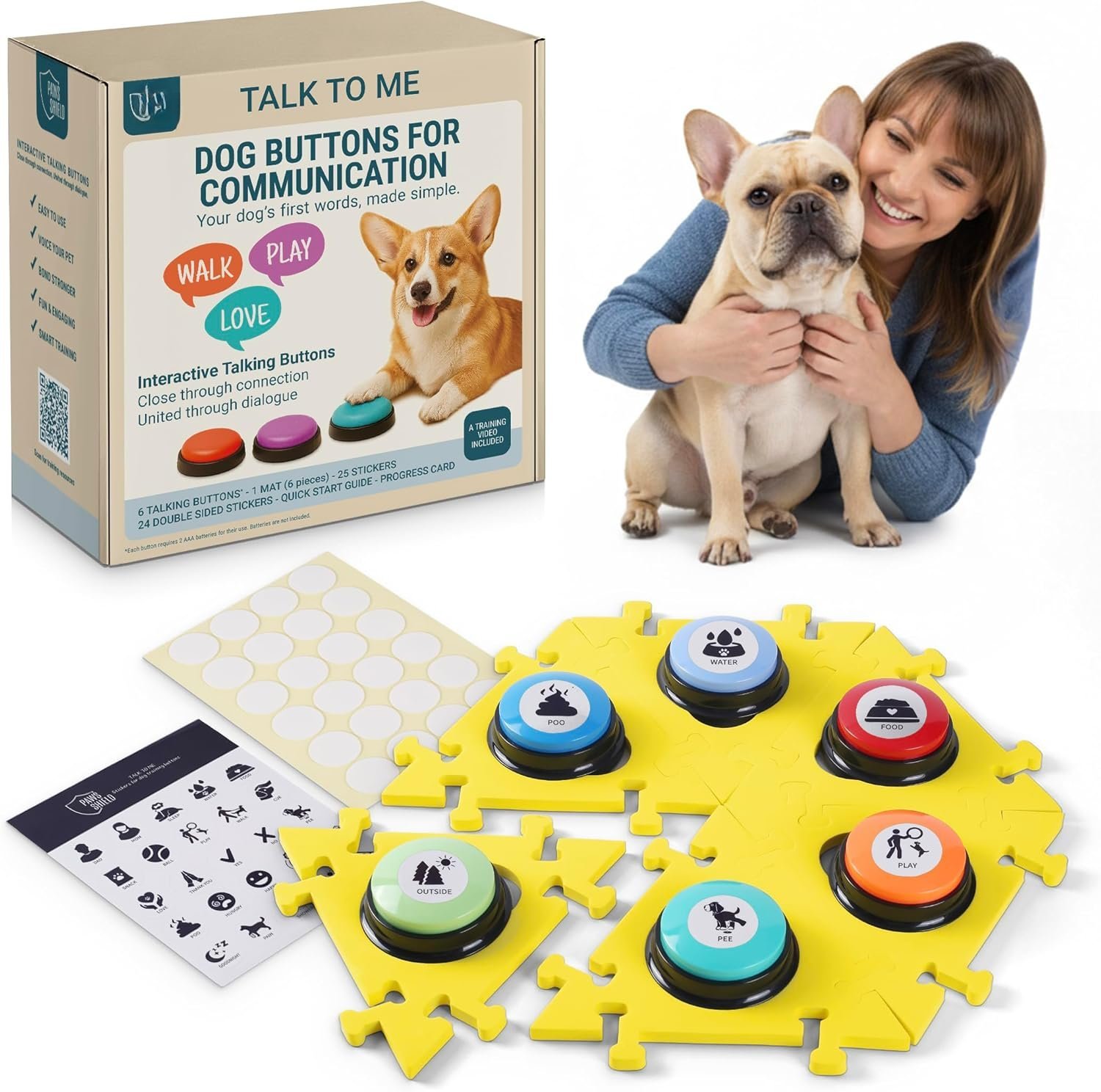 Buttons for Communication with Mat (6 Pieces) - 6 Recordable Talking ...