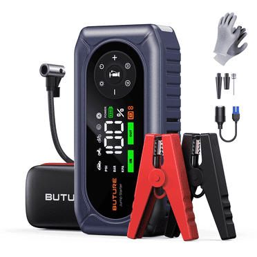 BUTURE 4500A Car Jump Starter with Air Compressor, 12V Battery Booster, Jump Box for 9.0L Gas/8.0L Diesel, 150PSI Digital Tire Inflator, Power Bank