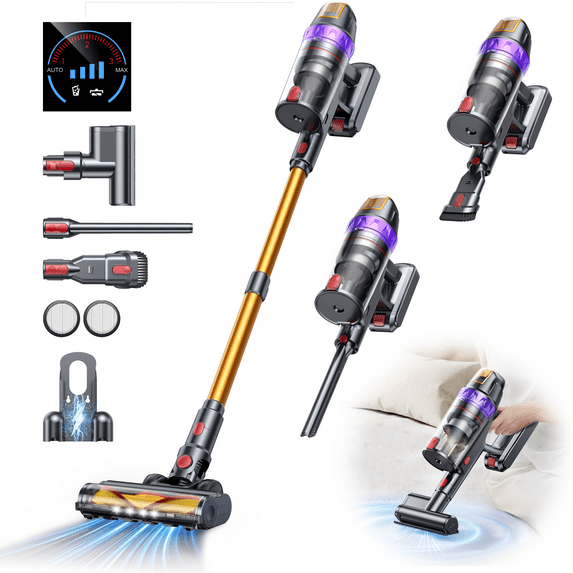 Buture VC90 Mattress Mite Removal Cordless Stick Vacuum Cleaner, 600W 55KPA Strong Suction, 60Mins Runtime for Carpets Pet Hairs Hard Floor