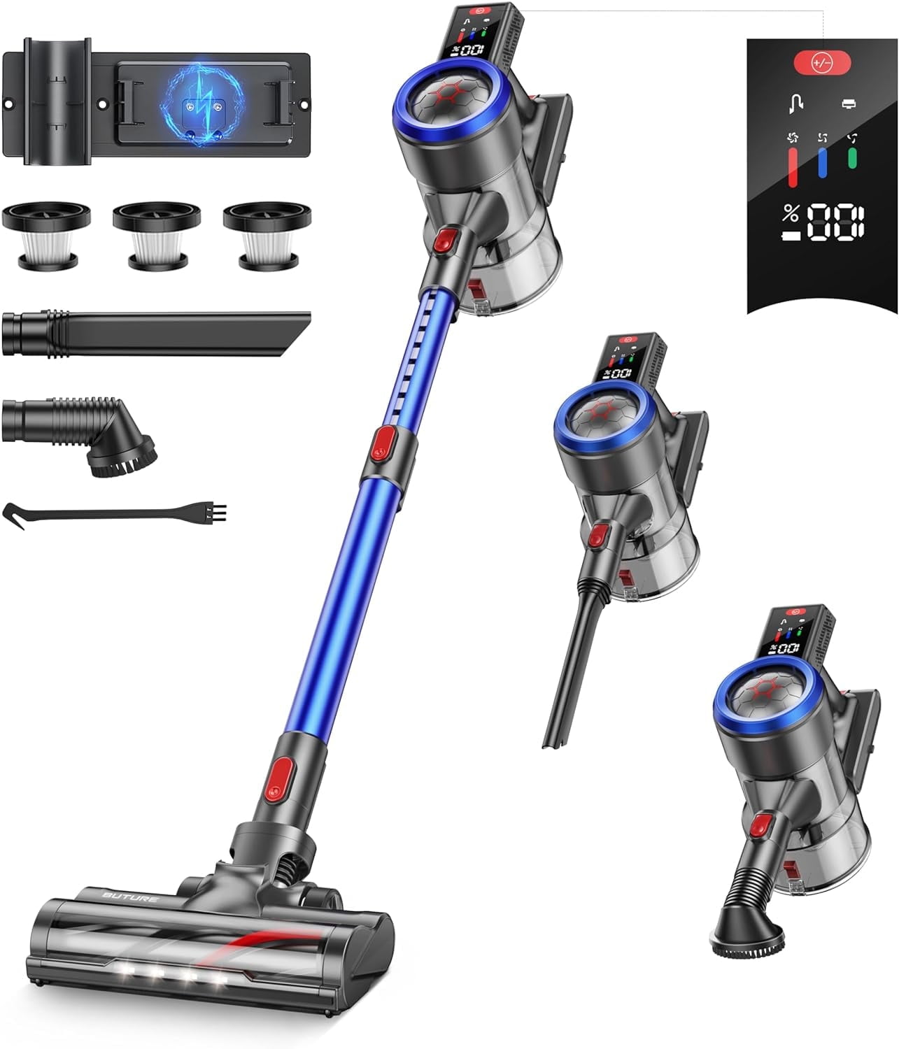 大特価‼️ 訳あり BuTure JR700 コードレス掃除機 450W Buture JR700 Red Wireless Stick Vacuum Cleaner