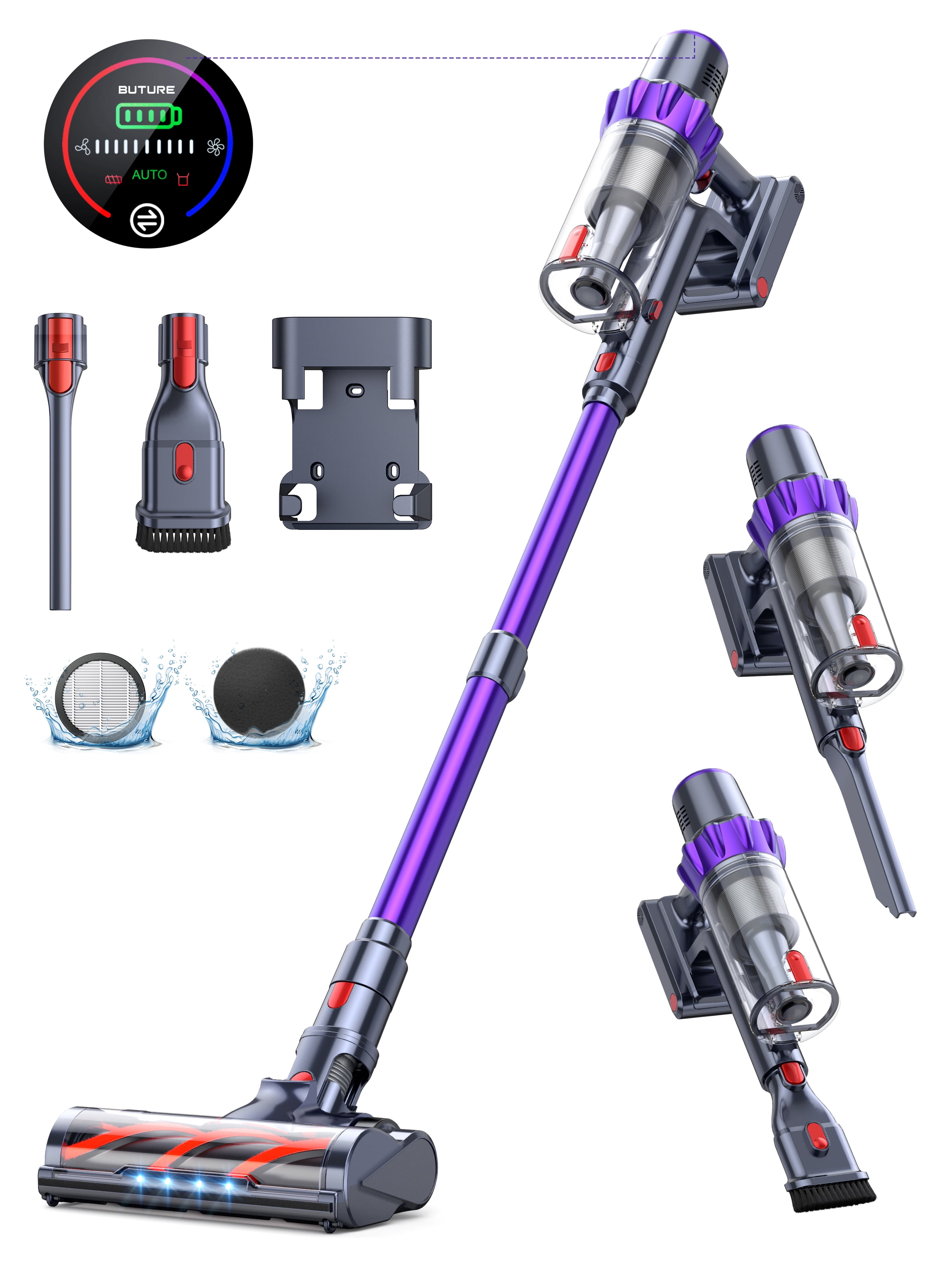 Buture Cordless Stick Vacuum Cleaners 450W 38KPa 55mins with Touch Display  Powerful Lightweight Vacuum Cleaner for Home Carpets Floors Pet Hair