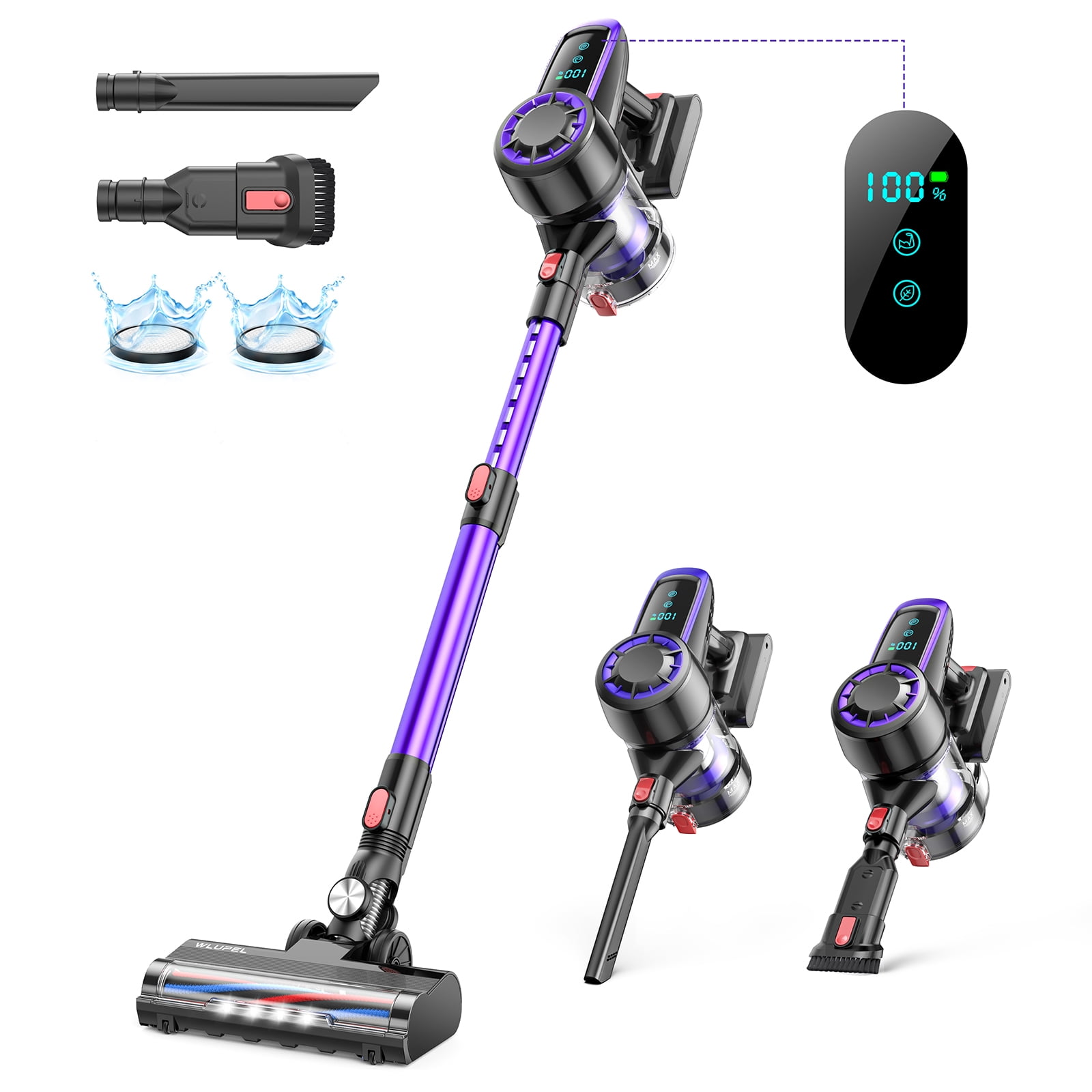 Buture Cordless Stick Vacuum Cleaners 450W 38KPa 55mins with Touch Display Powerful Lightweight