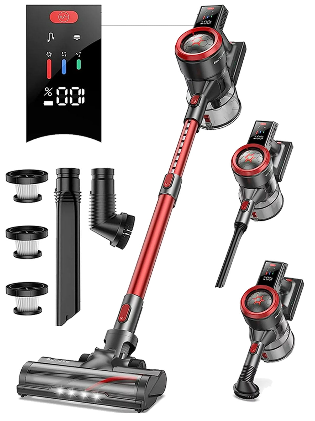 Buture Cordless Vacuum Cleaner, 3 in 1 Stick Lightweight Vacuum with