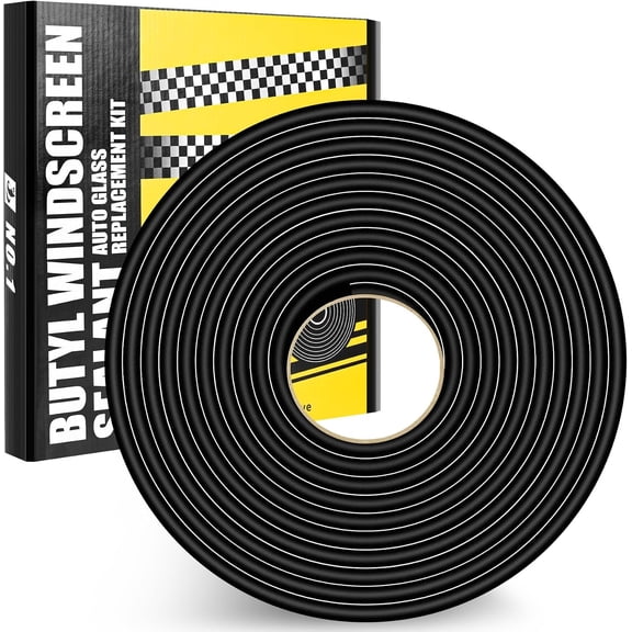 Butyl Rubber Tape Headlight Glue Sealant Rope 14.8Ft Diameter 9mm Putty Strip Caulk Sealer for Automotive ( RV Marine) Window Door Windshield Sealing - Black, 1 Roll