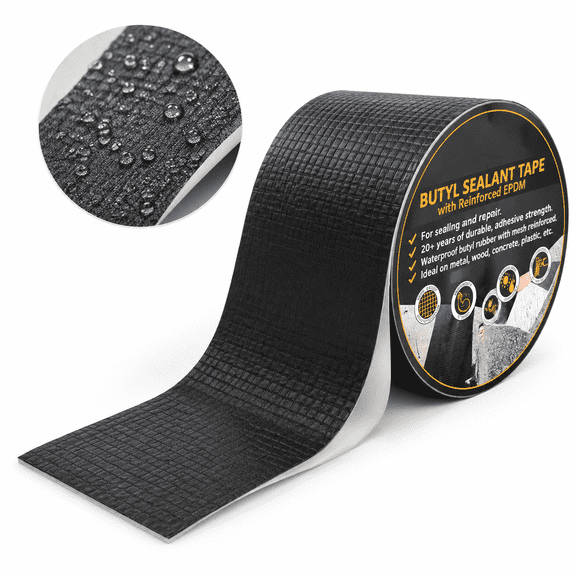Butyl Sealant Tape, 4 Inch X 50 Feet Reinforced EPDM, Waterproof Repair for Roofs RVs Gutters
