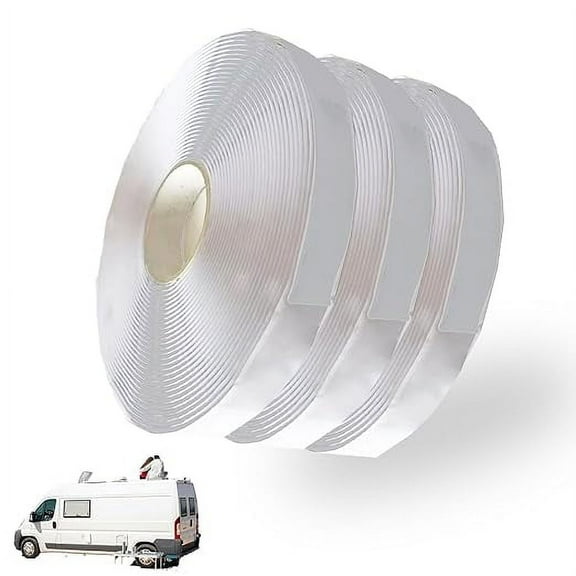 Butyl Tape Black, 1/8-In x 3/4-In x 30-Foot (3-Pack), Double Sided Leak Proof Waterproof Butyl Sealant Tape, RV Plumbers Putty Rubber Seal Tape for RV Repair, Boat Sealing, and Roof Patching