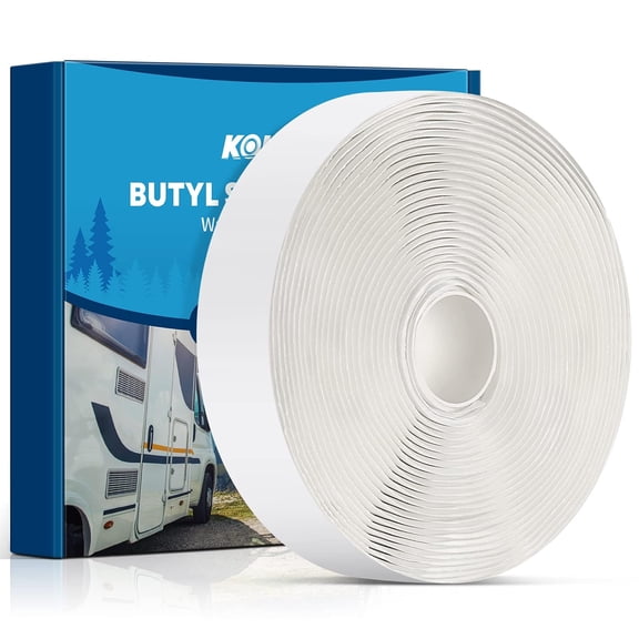 Butyl Tape White 1 Pack, 1/8" x 3/4" 30 ft, Sealant RV Putty Rubber Seal Leak of for Repair, Window, Boat Sealing