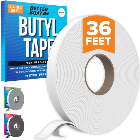 Butyl Tape for RV Roof and Boat, 36 Feet White Putty Window Sealant Tape, Waterof Weather Resistant, 3/4 Inch Wide x 1/8 Thick