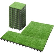 BuxWellBang 27pcs Grass Flooring Tile Interlocking Turf Tile Artificial Grass Decor, Green