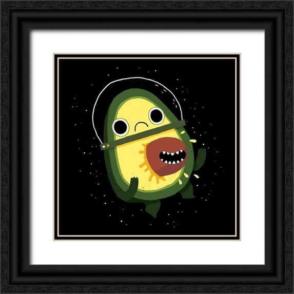 Buxton, Michael 12x12 Black Ornate Wood Framed with Double Matting Museum Art Print Titled - Alien Avocado