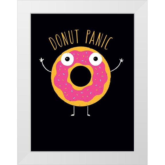 Buxton, Michael 12x14 White Modern Wood Framed Museum Art Print Titled - Donut Panic