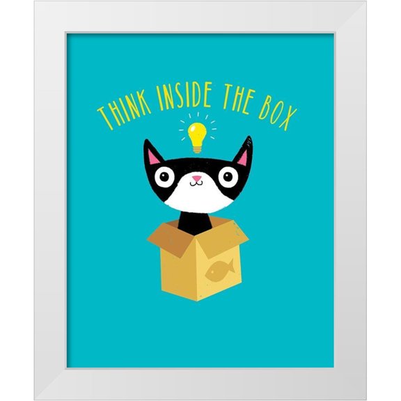 Buxton, Michael 12x14 White Modern Wood Framed Museum Art Print Titled - Think Outside The Box