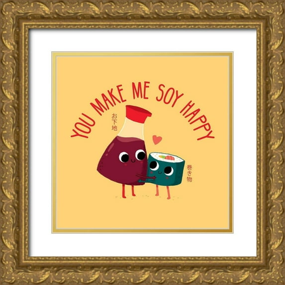 Buxton, Michael 15x15 Gold Ornate Wood Framed with Double Matting Museum Art Print Titled - Soy Happy