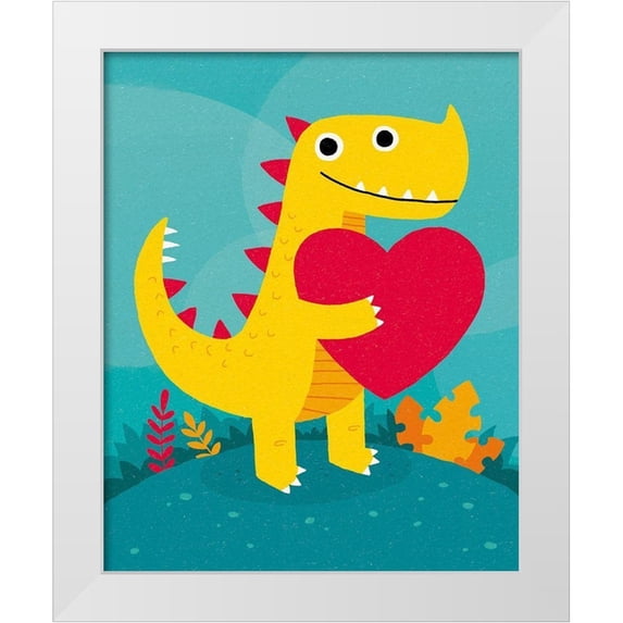Buxton, Michael 15x18 White Modern Wood Framed Museum Art Print Titled - Dino Love