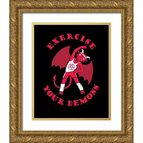 Buxton, Michael 26x32 Gold Ornate Wood Framed with Double Matting Museum Art Print Titled - Exercise Your Demons