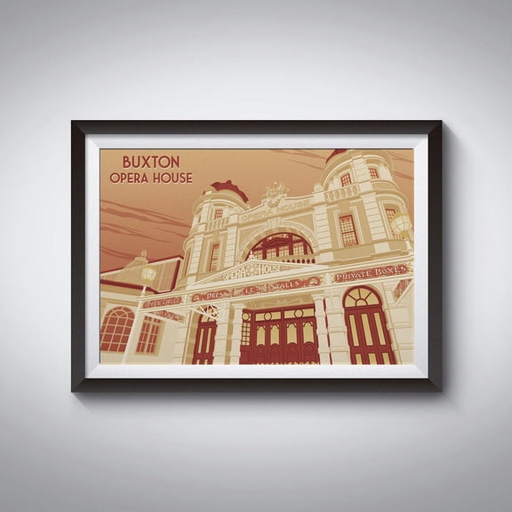 Buxton Opera House Poster Derbyshire Travel Print Pavilion Gardens Theatre Art Ballet Buxton Opera Festival Art Deco Music Venue Print