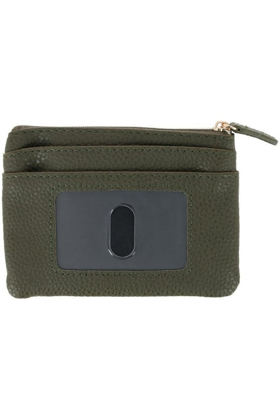 Solid Color Vegan Leather Large ID Coin Case (Women)