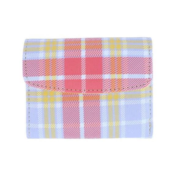 Buxton Summer Plaid Printed Vegan Leather Mini Trifold (Women)