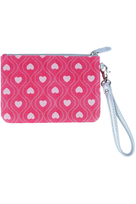 Swervy Hearts Print Vegan Leather Wristlet Pouch (Women)