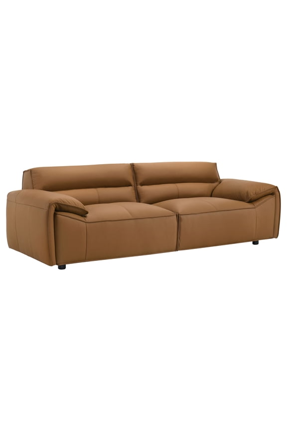 Buxton Top Grain Leather Upholstered Sofa Orange