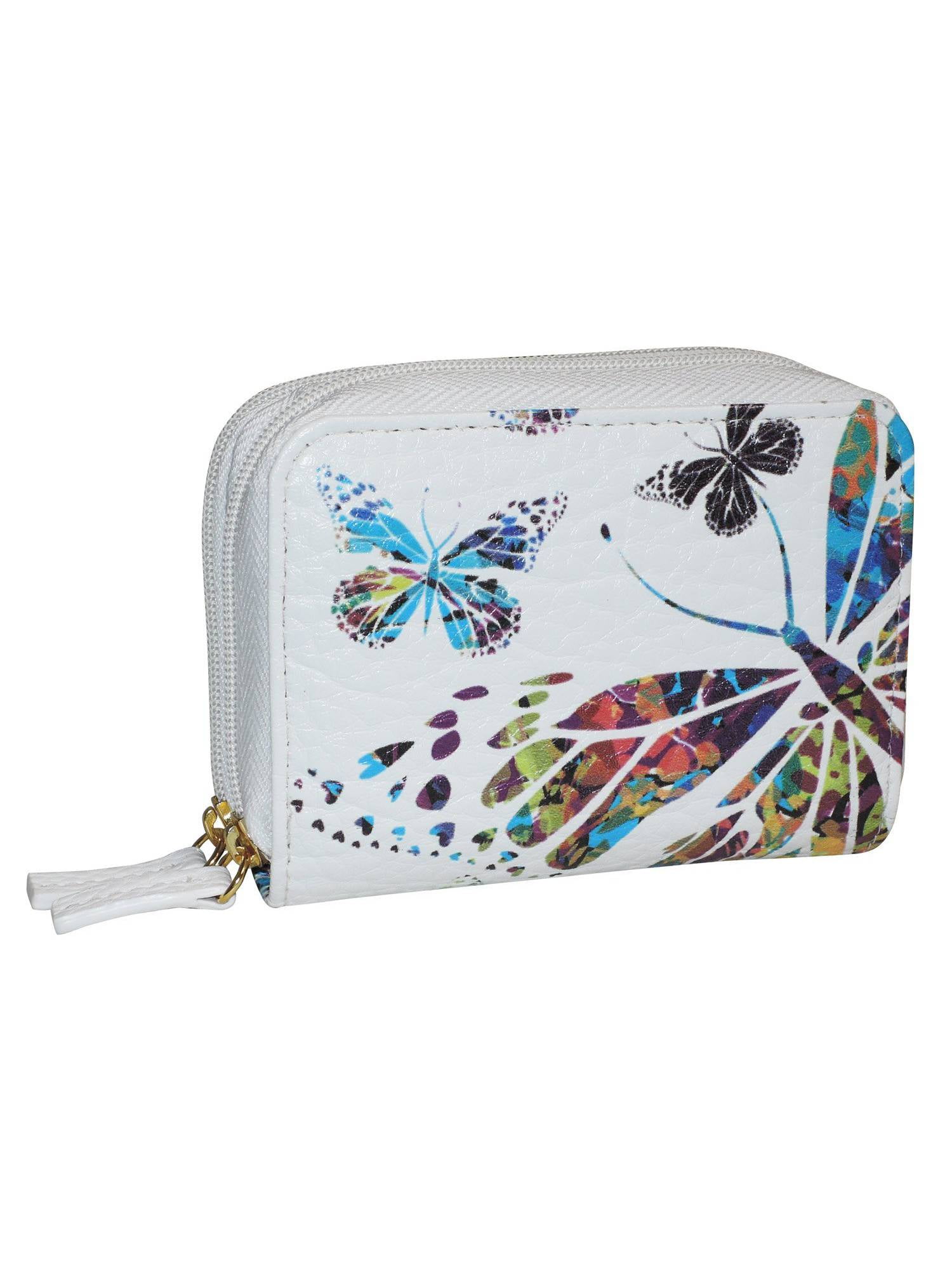 Double zip wallet with outlet butterfly print