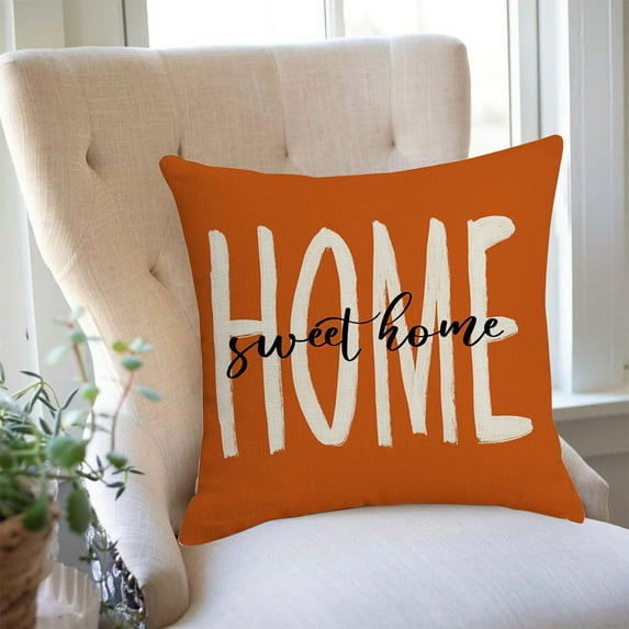 Buy 1 Get 1 Free!QianYing Fall Pillow Covers Burnt Orange Pumpkin Themed Thanksgiving Print Decorative Throw Pillows Outdoor PillowCase Linen Cushion Decor For Sofa Bed