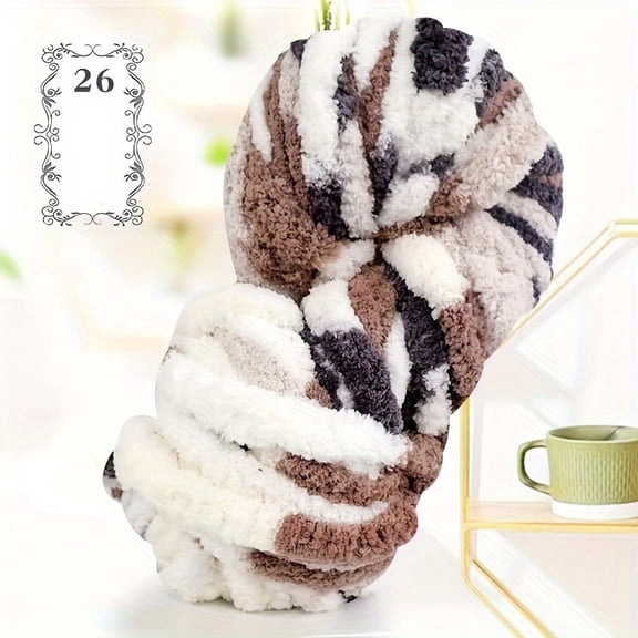 Buy 1 Get 1 Free, total of 2 Pcs Giant Super Soft Chunky Chenille Yarn - Bulky Polyester for Cozy Blankets, Home Decor Projects, and Knitting - Fluffy, Vibrant, and Easy to Work With, 250g per Piece