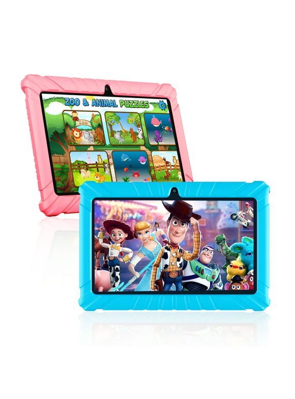 Buy 2 Contixo 7-inch V9-2 Bundle Kids Tablet Value Pack, 2 GB Ram, 32 GB Storage, Parental Control, Camera, Learning Tablet for Children with Teacher's Approved Apps, Kid-Proof Case Blue and Pink Set