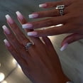 thumbnail image 1 of Buy 2 Get 1 Free 24Pcs Pink Stiletto Press on Nails Long Fake Nails with Glue French Tip False Nails Artificial Acrylic Nails Press ons Long Almond Press on Nails Full Cover Reusable Stick on Nail, 1 of 10