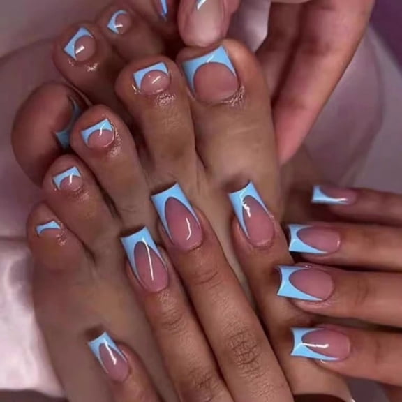 Buy 2 Get 1 Free 48Pcs French Tip Press On Nails Kit, Matching Hand & Toenail Press Ons with Rhinestone Accents, Includes Jelly Glue Tabs & Nail File, Reusable Fake Nails for Women