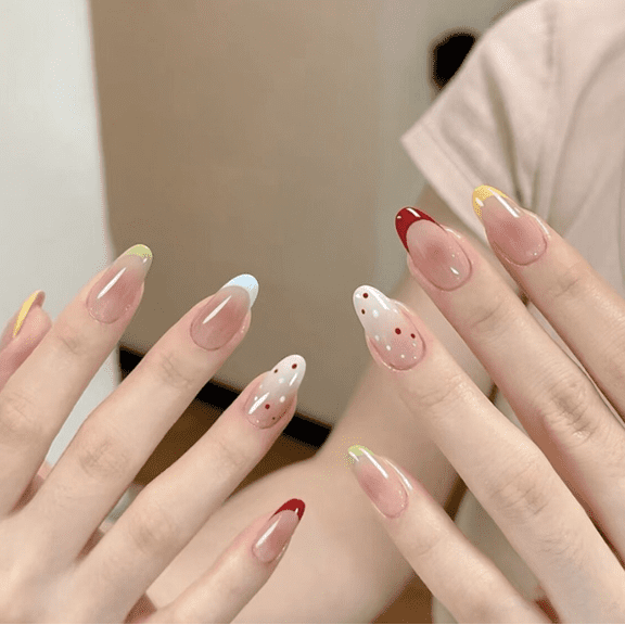 (Buy 2 Get 1 Free)Extra Short Press on Nails 24PCS, Bright Hot Pink Jelly Fall Gel Glue on Nails, Glossy Round Reusable UV Finish Fake Nails Acrylic False Nails Manicure Kits for Women
