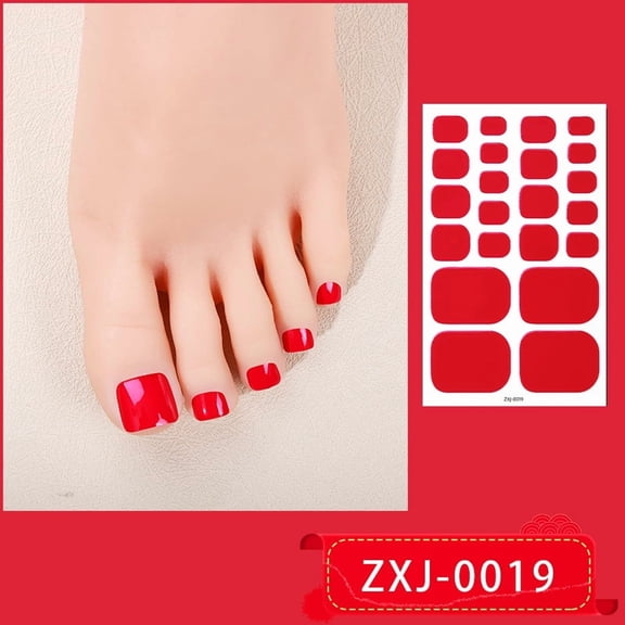 (Buy 2 Get 1 Free)Semi Cured Gel Toe Nail Strips Solid Color Glitter Gel Nail Stickers Toe Stylish Nail Polish Strips Self-Adhesive Designs Full Wrap Toenail Stickers for Women DIY Manicure Decals