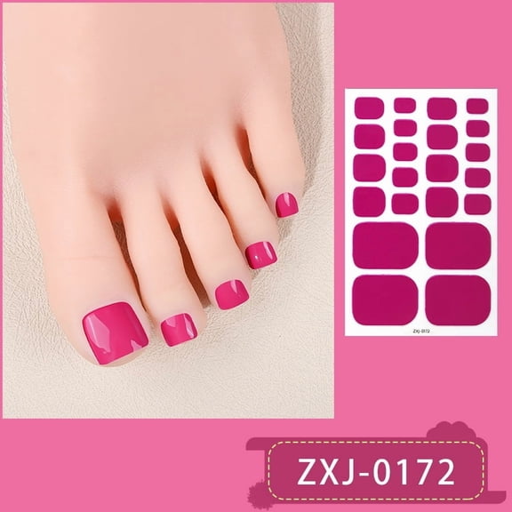 (Buy 2 Get 1 Free)Semi Cured Gel Toe Nail Strips Solid Color Glitter Gel Nail Stickers Toe Stylish Nail Polish Strips Self-Adhesive Designs Full Wrap Toenail Stickers for Women DIY Manicure Decals