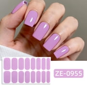 Buy 2 Get 1 Free Solid Color Nail Stickers, 16Pcs Glossy Pink Nude Nail Wraps, Long-Lasting Self-Adhesive Nail Polish Strips, Easy Apply Nail Art Stickers for Women, Includes Nail File