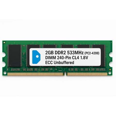 Buy 2GB DDR2 533MHz PC2-4200 CL4 ECC Unbuffered DIMM 240-Pin 1.8V Memory Module for Servers – Memory Solutions – High-Performance RAM Upgrade (Over 1 Pound) AX2533E4S2G