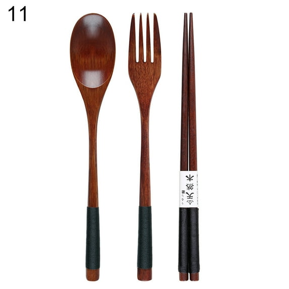 Do Buy 3/4Pcs Stainless Steel Travel Camping Flatware Set Fork Spoon Chopsticks with Portable Case, Reusable Portable Travel Wooden Spoon Chopsticks Fork Tableware Cutlery