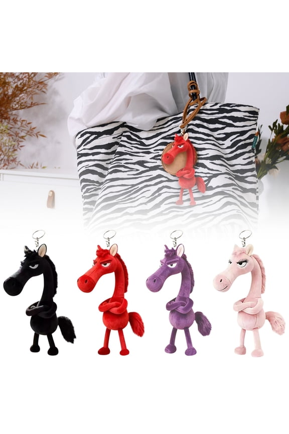 Buy 3 Get 2 Free!! Shiogb 2026 Year of Mascot: High Cold Plush Doll Doll Doll Bag Pendant, Chosen Good Fortune Cool Pink Pony Plush Keychain, B