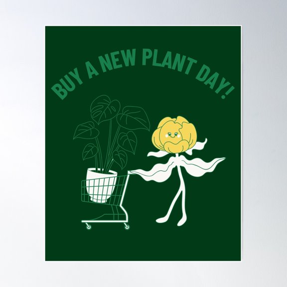 Buy A New Plant Day With Graphics Poster Wall Art, Modern Wall Decor For Living Room Bedroom, 16x24 UNFRAMED