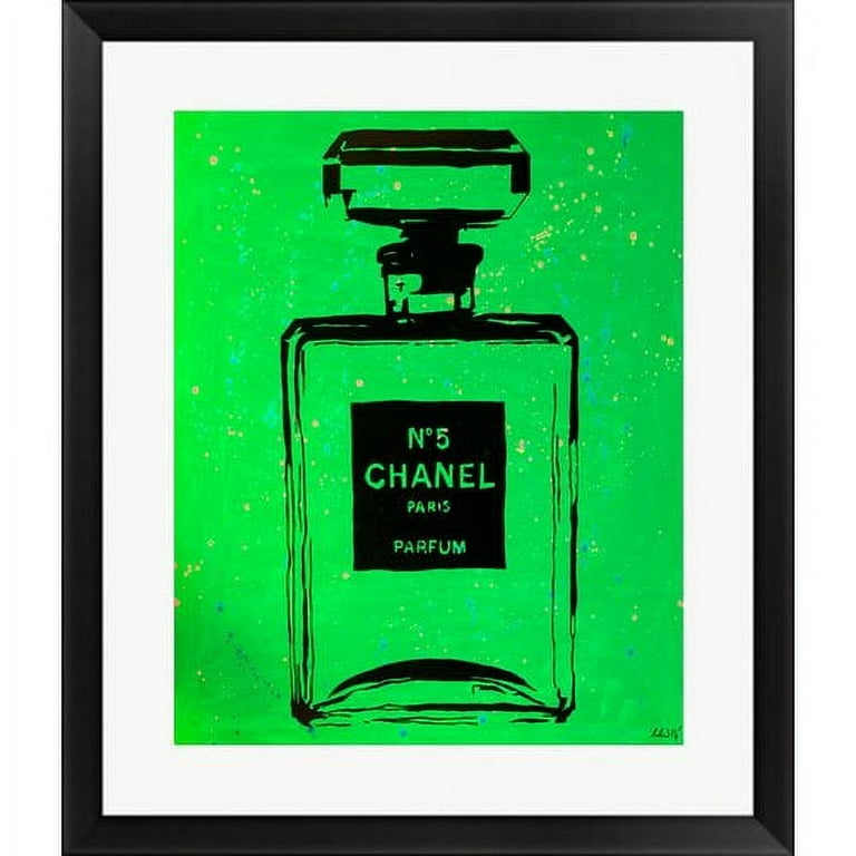 Buy Art for Less Fancy Perfume 'Chanel Green Urban Chic' Framed Graphic Art Print - Size: 22.5 H x 18.5 W x 1 D, Frame Color: Black