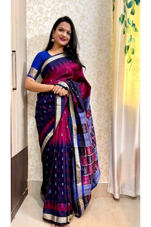 Buy Authentic bridal Handcrafted Odisha Sambalpuri pure silk Sarees Online wedding pure silk sarees with intricate weaving gifted love for