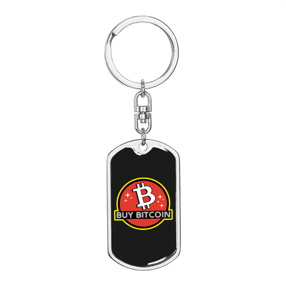 Buy Bitcoin Crypto Stainless Steel or 18k Gold Premium Swivel Dog Tag Keychain