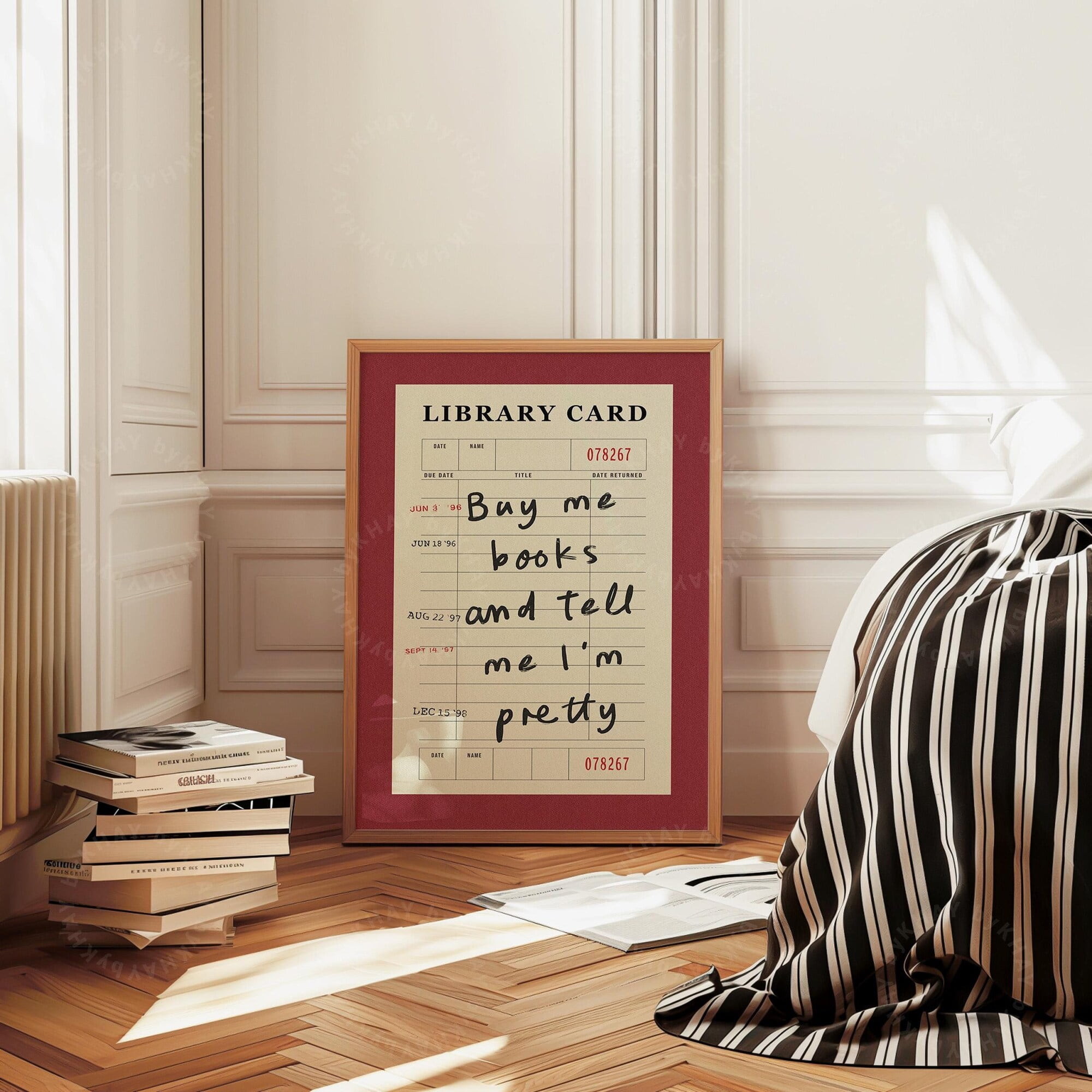 Buy Me Books And Tell Me I'M Pretty Print Red Library Card Aesthetic ...