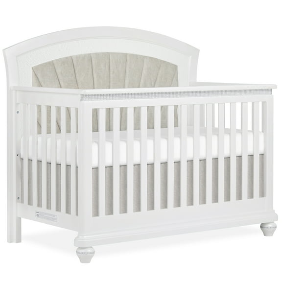 Evolur Nova 5-in-1 Convertible Crib Stardust, Crafted from Solid Wood with Luxurious Finish, Three Adjustable Mattress Height Positions Baby Crib, Greenguard Gold & JPMA Certfied