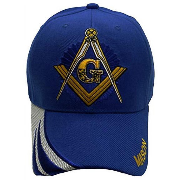 Buy Caps and Hats Master Mason Baseball Cap Blue n White Hat Masonic Emblem Compass Square
