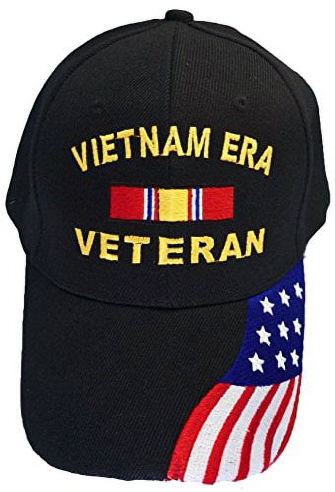 Buy Caps and Hats Vietnam ERA Veteran Embroidered Military Baseball Cap and BCAH Sticker Mens (Vietnam ERA Blk w FLAG)