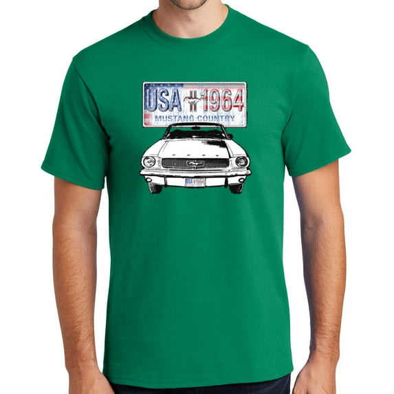 Buy Cool Shirts '64 Ford Mustang Country Cotton T-shirt, 2XL Kelly Green