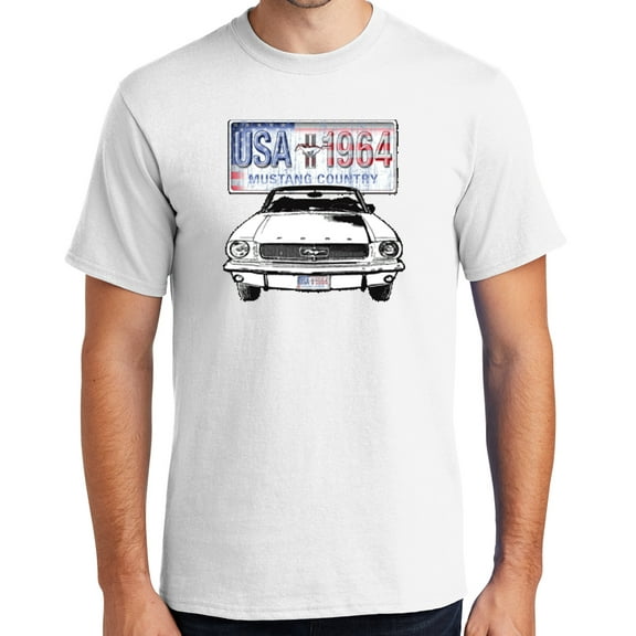Buy Cool Shirts '64 Ford Mustang Country Cotton T-shirt, 2XL White - Tall