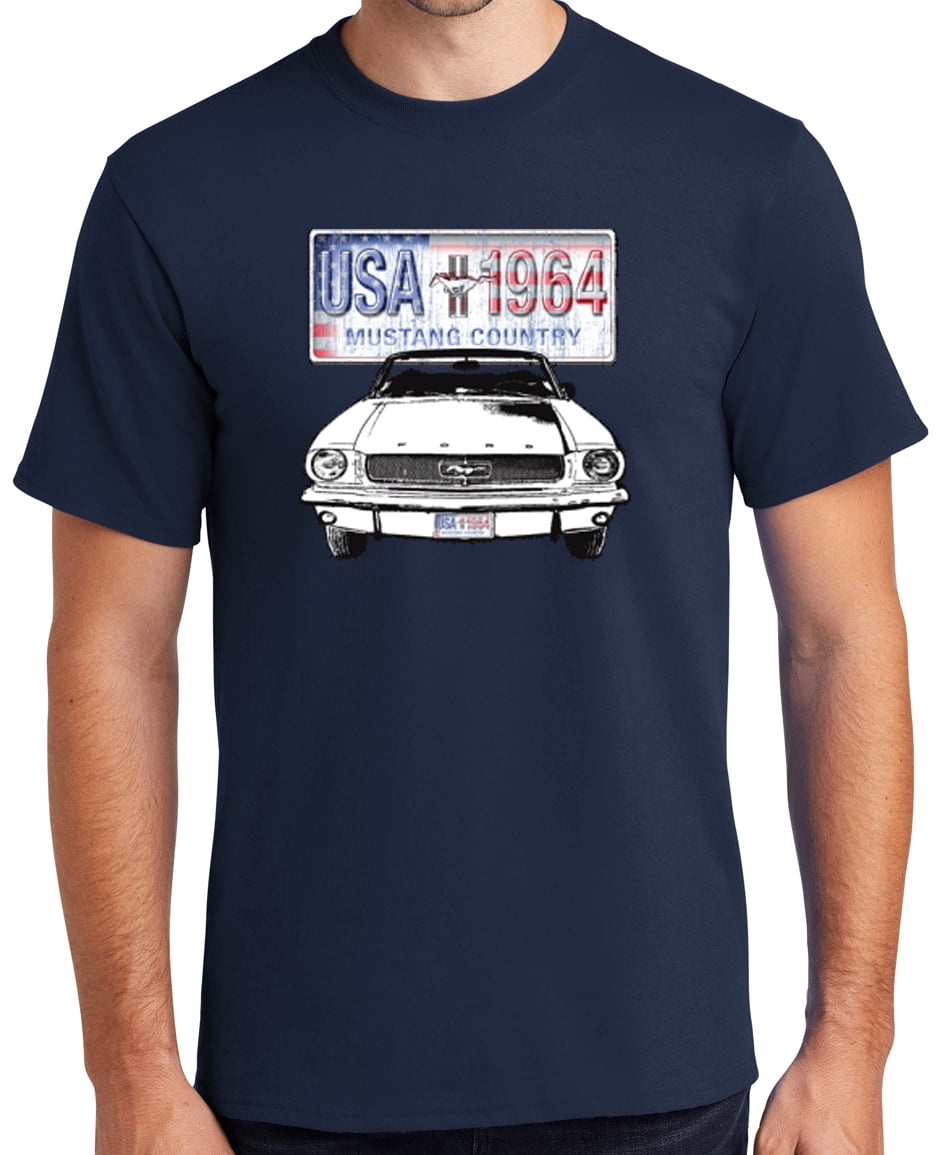 Buy Cool Shirts '64 Ford Mustang Country Cotton T-shirt, 3XL Navy Blue - Tall