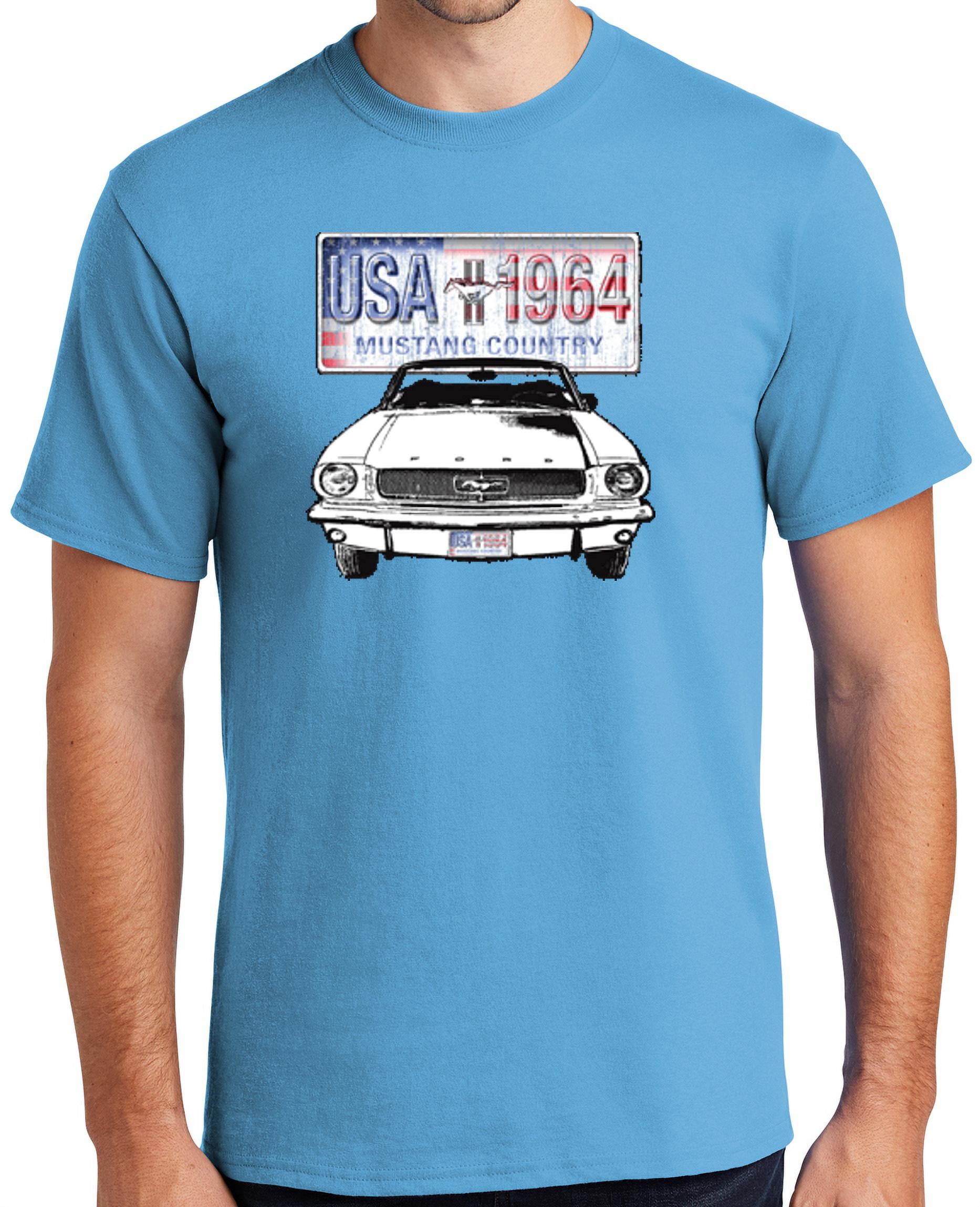 Buy Cool Shirts \'64 Ford Mustang Country Cotton T-shirt, 5XL Aquatic Blue