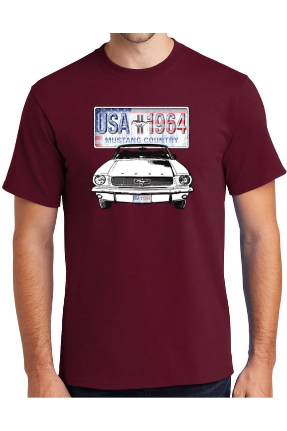 '64 Ford Mustang Country Cotton T-shirt, XL Cardinal Red